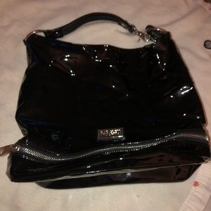 SOLD Badgley Mischka Black Patent Leather Handbag